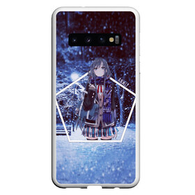 Чехол для Samsung Galaxy S10 с принтом Snow Bunny Girl в Екатеринбурге, Силикон | Область печати: задняя сторона чехла, без боковых панелей | Тематика изображения на принте: no yume wo minai | seishun buta yarou | wa bunny girl senpai | аниме | глупый | девочки зайки | девушка | зима | манга | мечту | не понимает | ночь | парк | свет | свин | снег | этот