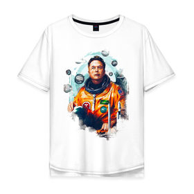 Мужская футболка хлопок Oversize с принтом Elon Mask в Екатеринбурге, 100% хлопок | свободный крой, круглый ворот, “спинка” длиннее передней части | Тематика изображения на принте: spacex | илон | илонмаск | космос | маск | ракета | тесла