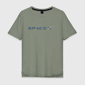 Мужская футболка хлопок Oversize с принтом SPACEX - ИЛОН МАСК. в Екатеринбурге, 100% хлопок | свободный крой, круглый ворот, “спинка” длиннее передней части | elon musk | spacex | американский предприниматель | изобретатель | илон маск | инвестор | инженер