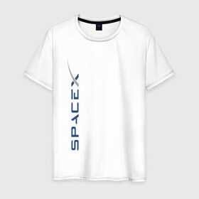 Мужская футболка хлопок с принтом SPACEX - ИЛОН МАСК. в Екатеринбурге, 100% хлопок | прямой крой, круглый вырез горловины, длина до линии бедер, слегка спущенное плечо. | Тематика изображения на принте: elon musk | spacex | американский предприниматель | изобретатель | илон маск | инвестор | инженер