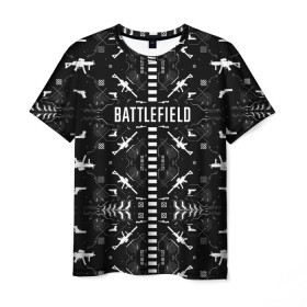 Мужская футболка 3D с принтом Battlefield в Екатеринбурге, 100% полиэфир | прямой крой, круглый вырез горловины, длина до линии бедер | battlefield | call | cod | counter | csgo | duty | game | rainbow | siege | six | strike | батла | батлфилд | игра | ксго | шутер
