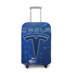 Чехол для чемодана 3D с принтом Tesla в Екатеринбурге, 86% полиэфир, 14% спандекс | двустороннее нанесение принта, прорези для ручек и колес | cybertruck | elon reeve musk | model 3 | pickup | tech | technology | tesla | грузовик | илон маск | кибер | моторс | пикап | тесла