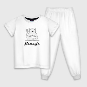 Детская пижама хлопок с принтом Namaste в Екатеринбурге, 100% хлопок |  брюки и футболка прямого кроя, без карманов, на брюках мягкая резинка на поясе и по низу штанин
 | веселое | животные | йога | прикол | смешное | спорт