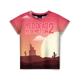 Детская футболка 3D с принтом Red Dead Redemption 2 в Екатеринбурге, 100% гипоаллергенный полиэфир | прямой крой, круглый вырез горловины, длина до линии бедер, чуть спущенное плечо, ткань немного тянется | john marston | rdr2 | red dead | red dead redemption 2 | redemption 2 | rockstar | вестерн | выкуп | запад | ковбой | красный | мертвый | приключения | шутер