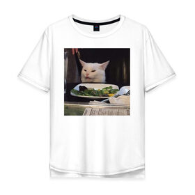 Мужская футболка хлопок Oversize с принтом мемная картинка с котом в Екатеринбурге, 100% хлопок | свободный крой, круглый ворот, “спинка” длиннее передней части | кот | котэ | кошка | мем | прикол | фотография