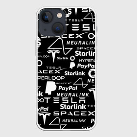 Чехол для iPhone 13 mini с принтом ЛОГОТИПЫ ПРОЕКТОВ ИЛОНА МАСКА. в Екатеринбурге,  |  | elon musk | hyperloop | neuralink | pattern | paypal | spacex | starlink | tesla | американский предприниматель | изобретатель | илон маск | инвестор | инженер | паттерн | тесла