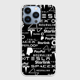 Чехол для iPhone 13 Pro с принтом ЛОГОТИПЫ ПРОЕКТОВ ИЛОНА МАСКА. в Екатеринбурге,  |  | Тематика изображения на принте: elon musk | hyperloop | neuralink | pattern | paypal | spacex | starlink | tesla | американский предприниматель | изобретатель | илон маск | инвестор | инженер | паттерн | тесла