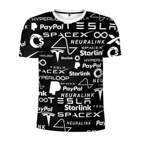 Мужская футболка 3D спортивная с принтом ЛОГОТИПЫ ПРОЕКТОВ ИЛОНА МАСКА. в Екатеринбурге, 100% полиэстер с улучшенными характеристиками | приталенный силуэт, круглая горловина, широкие плечи, сужается к линии бедра | Тематика изображения на принте: elon musk | hyperloop | neuralink | pattern | paypal | spacex | starlink | tesla | американский предприниматель | изобретатель | илон маск | инвестор | инженер | паттерн | тесла