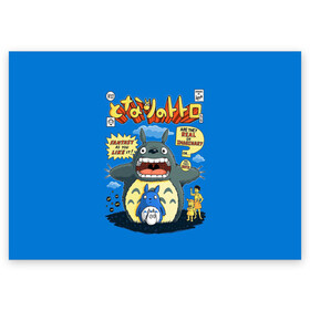 Поздравительная открытка с принтом My Neighbor Totoro заяц на синем в Екатеринбурге, 100% бумага | плотность бумаги 280 г/м2, матовая, на обратной стороне линовка и место для марки
 | anime | hayao miyazaki | japanese | meme | miyazaki | piano | studio ghibli | tokyo | totoro | гибли | котобус | мой | сосед | сусуватари | тонари | тоторо | хаяо миядзаки