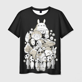Мужская футболка 3D с принтом Totoro в Екатеринбурге, 100% полиэфир | прямой крой, круглый вырез горловины, длина до линии бедер | Тематика изображения на принте: anime | hayao miyazaki | japanese | meme | miyazaki | piano | studio ghibli | tokyo | totoro | гибли | котобус | мой | сосед | сусуватари | тонари | тоторо | хаяо миядзаки
