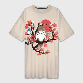 Платье-футболка 3D с принтом Totoro в Екатеринбурге,  |  | Тематика изображения на принте: anime | hayao miyazaki | japanese | meme | miyazaki | piano | studio ghibli | tokyo | totoro | гибли | котобус | мой | сосед | сусуватари | тонари | тоторо | хаяо миядзаки