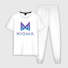 Мужская пижама хлопок с принтом Nigma esports в Екатеринбурге, 100% хлопок | брюки и футболка прямого кроя, без карманов, на брюках мягкая резинка на поясе и по низу штанин
 | gh | kuroky | mind_control | miracle | nigma | w33 | виха | гх | джиейч | дота | дота 2 | игра | интернешнл | киберспорт | куро | майнд контрол | миракл | нигма