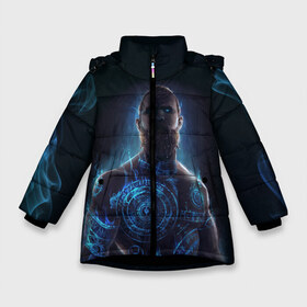 Зимняя куртка для девочек 3D с принтом Baldur (God of War) в Екатеринбурге, ткань верха — 100% полиэстер; подклад — 100% полиэстер, утеплитель — 100% полиэстер. | длина ниже бедра, удлиненная спинка, воротник стойка и отстегивающийся капюшон. Есть боковые карманы с листочкой на кнопках, утяжки по низу изделия и внутренний карман на молнии. 

Предусмотрены светоотражающий принт на спинке, радужный светоотражающий элемент на пуллере молнии и на резинке для утяжки. | baldur | god | kratos | tattoo | war | бог | война | дым | кратос | мифология | наколка | партак | свечение | скандинавская | татуировки | татуха