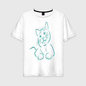 Женская футболка хлопок Oversize с принтом Котик в Екатеринбурге, 100% хлопок | свободный крой, круглый ворот, спущенный рукав, длина до линии бедер
 | котик | коты | кошечка