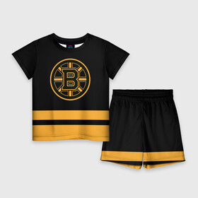 Детский костюм с шортами 3D с принтом Бостон Брюинз НХЛ в Екатеринбурге,  |  | boston | boston bruins | bruins | hockey | nhl | usa | бостон | бостон брюинз | нхл | спорт | сша | хоккей | шайба