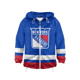 Детская ветровка 3D с принтом Нью-Йорк Рейнджерс НХЛ в Екатеринбурге, 100% полиэстер | подол и капюшон оформлены резинкой с фиксаторами, по бокам два кармана без застежек, один потайной карман на груди | Тематика изображения на принте: hockey | new york | new york rangers | nhl | rangers | usa | нхл | нью йорк | нью йорк рейнджерс | рейнджерс | спорт | сша | хоккей | шайба