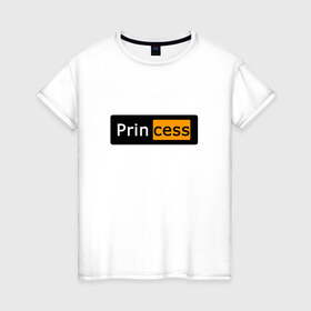 Женская футболка хлопок с принтом PrinCess в Екатеринбурге, 100% хлопок | прямой крой, круглый вырез горловины, длина до линии бедер, слегка спущенное плечо | princess | антибренд | пародия | прикол