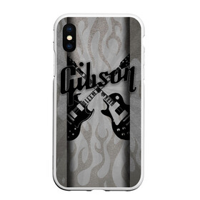 Чехол для iPhone XS Max матовый с принтом Gibson в Екатеринбурге, Силикон | Область печати: задняя сторона чехла, без боковых панелей | Тематика изображения на принте: custom guitar | gibson | gibson usa | grover | guitar | hard rock | les paul | lespol | metal | punk | rock | sg | sg300 | sg400 | гибсон | гитара | гитары | лес пол | леспаул | леспол | панк | рок | хард рок | хардрок