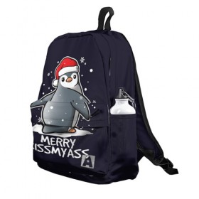 Рюкзак 3D с принтом Santa penguin в Екатеринбурге, 100% полиэстер | лямки с регулируемой длиной, сверху петелька, чтобы рюкзак можно было повесить на вешалку. Основное отделение закрывается на молнию, как и внешний карман. Внутри два дополнительных кармана, один из которых закрывается на молнию. По бокам два дополнительных кармашка | christmas | claus | jingle | merry | santa | елка | игрушки | клаус | клюв | колокольчик | новый год | олени | пингвин | подарок | праздник | рождество | санта | снег | снежинки | шапка