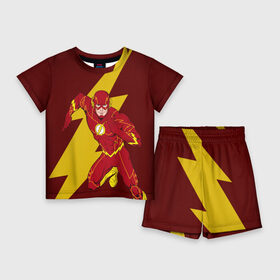 Детский костюм с шортами 3D с принтом The Flash в Екатеринбурге,  |  | Тематика изображения на принте: dc comics | justice league | superhero | the flash | лига справедливости | флэш