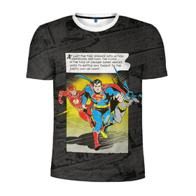 Мужская футболка 3D спортивная с принтом Flash, Batman, Superman в Екатеринбурге, 100% полиэстер с улучшенными характеристиками | приталенный силуэт, круглая горловина, широкие плечи, сужается к линии бедра | batman | bruce wayne | dc comics | flash | justice league | superhero | superman | бэтмен | лига справедливости | супермен | флэш