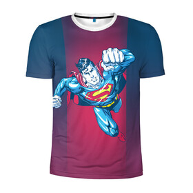 Мужская футболка 3D спортивная с принтом Superman в Екатеринбурге, 100% полиэстер с улучшенными характеристиками | приталенный силуэт, круглая горловина, широкие плечи, сужается к линии бедра | clark kent | dc comics | justice league | shtatjl | superhero | superman | лига справедливости | супермен