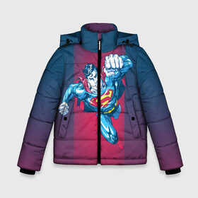 Зимняя куртка для мальчиков 3D с принтом Superman в Екатеринбурге, ткань верха — 100% полиэстер; подклад — 100% полиэстер, утеплитель — 100% полиэстер | длина ниже бедра, удлиненная спинка, воротник стойка и отстегивающийся капюшон. Есть боковые карманы с листочкой на кнопках, утяжки по низу изделия и внутренний карман на молнии. 

Предусмотрены светоотражающий принт на спинке, радужный светоотражающий элемент на пуллере молнии и на резинке для утяжки | Тематика изображения на принте: clark kent | dc comics | justice league | shtatjl | superhero | superman | лига справедливости | супермен