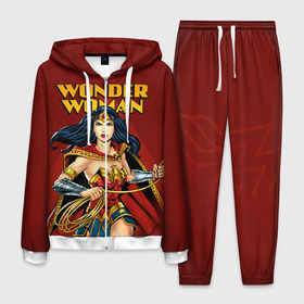 Мужской костюм 3D с принтом Wonder Woman в Екатеринбурге, 100% полиэстер | Манжеты и пояс оформлены тканевой резинкой, двухслойный капюшон со шнурком для регулировки, карманы спереди | dc comics | justice league | shtatjl | superhero | wonder woman | лига справедливости | чудо женщина