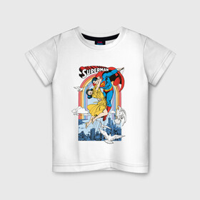 Детская футболка хлопок с принтом Superman в Екатеринбурге, 100% хлопок | круглый вырез горловины, полуприлегающий силуэт, длина до линии бедер | clark kent | dc comics | justice league | shtatjl | superhero | superman | лига справедливости | супермен