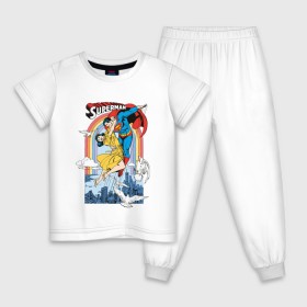 Детская пижама хлопок с принтом Superman в Екатеринбурге, 100% хлопок |  брюки и футболка прямого кроя, без карманов, на брюках мягкая резинка на поясе и по низу штанин
 | clark kent | dc comics | justice league | shtatjl | superhero | superman | лига справедливости | супермен