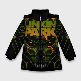 Зимняя куртка для девочек 3D с принтом Linkin Park в Екатеринбурге, ткань верха — 100% полиэстер; подклад — 100% полиэстер, утеплитель — 100% полиэстер. | длина ниже бедра, удлиненная спинка, воротник стойка и отстегивающийся капюшон. Есть боковые карманы с листочкой на кнопках, утяжки по низу изделия и внутренний карман на молнии. 

Предусмотрены светоотражающий принт на спинке, радужный светоотражающий элемент на пуллере молнии и на резинке для утяжки. | brad delson | chester bennington | linkin park | американская | группа | линкин | майк шинода | метал | музыка | парк | поп | рок | рэп | феникс фаррелл | честер беннингтон | электроник