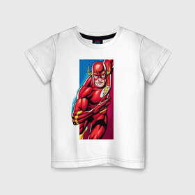 Детская футболка хлопок с принтом Flash, Justice League в Екатеринбурге, 100% хлопок | круглый вырез горловины, полуприлегающий силуэт, длина до линии бедер | Тематика изображения на принте: dc comics | flash | justice league | superhero | лига справедливости | флэш