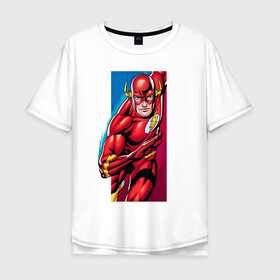 Мужская футболка хлопок Oversize с принтом Flash, Justice League в Екатеринбурге, 100% хлопок | свободный крой, круглый ворот, “спинка” длиннее передней части | dc comics | flash | justice league | superhero | лига справедливости | флэш