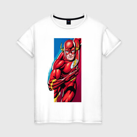 Женская футболка хлопок с принтом Flash, Justice League в Екатеринбурге, 100% хлопок | прямой крой, круглый вырез горловины, длина до линии бедер, слегка спущенное плечо | dc comics | flash | justice league | superhero | лига справедливости | флэш
