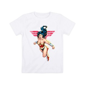 Детская футболка хлопок с принтом Wonder Woman в Екатеринбурге, 100% хлопок | круглый вырез горловины, полуприлегающий силуэт, длина до линии бедер | dc comics | justice league | shtatjl | superhero | wonder woman | лига справедливости | чудо женщина