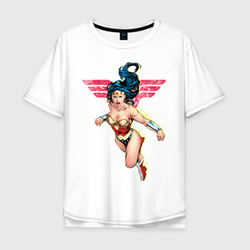 Мужская футболка хлопок Oversize с принтом Wonder Woman в Екатеринбурге, 100% хлопок | свободный крой, круглый ворот, “спинка” длиннее передней части | dc comics | justice league | shtatjl | superhero | wonder woman | лига справедливости | чудо женщина
