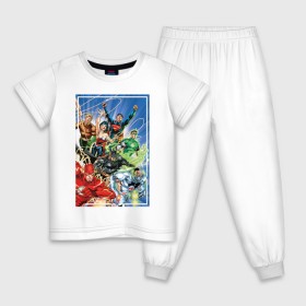 Детская пижама хлопок с принтом Лига Справедливости в Екатеринбурге, 100% хлопок |  брюки и футболка прямого кроя, без карманов, на брюках мягкая резинка на поясе и по низу штанин
 | Тематика изображения на принте: dc comics | flash | justice league | shtatjl | superhero | superman | wonder woman | лига справедливости | супермен | флэш | чудо женщина