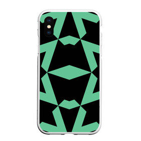 Чехол для iPhone XS Max матовый с принтом Abstract zigzag pattern в Екатеринбурге, Силикон | Область печати: задняя сторона чехла, без боковых панелей | Тематика изображения на принте: abstract | background | illusion | patter | абстракт | геометрия | зеленый | зигзаг | иллюзия | паттерн | простой | ромб | фигуры | фон | черный