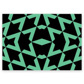 Поздравительная открытка с принтом Abstract zigzag pattern в Екатеринбурге, 100% бумага | плотность бумаги 280 г/м2, матовая, на обратной стороне линовка и место для марки
 | abstract | background | illusion | patter | абстракт | геометрия | зеленый | зигзаг | иллюзия | паттерн | простой | ромб | фигуры | фон | черный