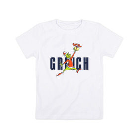 Детская футболка хлопок с принтом Гринч в Екатеринбурге, 100% хлопок | круглый вырез горловины, полуприлегающий силуэт, длина до линии бедер | 