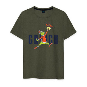 Мужская футболка хлопок с принтом Гринч в Екатеринбурге, 100% хлопок | прямой крой, круглый вырез горловины, длина до линии бедер, слегка спущенное плечо. | 