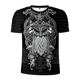 Мужская футболка 3D спортивная с принтом Viking в Екатеринбурге, 100% полиэстер с улучшенными характеристиками | приталенный силуэт, круглая горловина, широкие плечи, сужается к линии бедра | good | viking | vikings | бог | викинг | викинги | воин | кельтское | один | плетение | русь | скандинавы | славяне | язычник