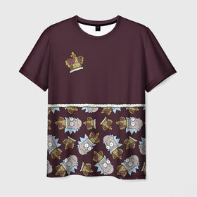 Мужская футболка 3D с принтом King of S#!T в Екатеринбурге, 100% полиэфир | прямой крой, круглый вырез горловины, длина до линии бедер | 4сезон | rick and morty | мультсериал | рик и морти