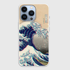 Чехол для iPhone 13 Pro с принтом Kanagawa Wave Glitch Art в Екатеринбурге,  |  | Тематика изображения на принте: glitch | japan | kanagawa | retro | retro wave | retrowave | vapor | vapor wave | vaporwave | wave | волна канагава | глитч | глич | канагава | ретровейв | ретровэйв | япония