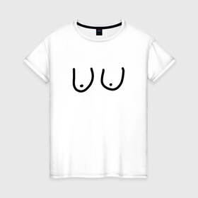 Женская футболка хлопок с принтом Грудь в Екатеринбурге, 100% хлопок | прямой крой, круглый вырез горловины, длина до линии бедер, слегка спущенное плечо | прикол | смешная футболка | юмор