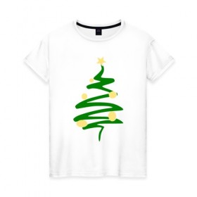 Женская футболка хлопок с принтом Christmas Tree в Екатеринбурге, 100% хлопок | прямой крой, круглый вырез горловины, длина до линии бедер, слегка спущенное плечо | 