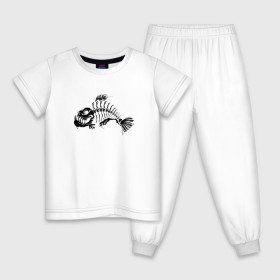 Детская пижама хлопок с принтом Скелет Рыбы в Екатеринбурге, 100% хлопок |  брюки и футболка прямого кроя, без карманов, на брюках мягкая резинка на поясе и по низу штанин
 | 