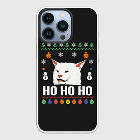 Чехол для iPhone 13 Pro с принтом Woman Yelling at Cat в Екатеринбурге,  |  | cat | cats | christmas | mem | meme | memes | new year | xmas | вязаный | женщина | кот | кричит | мем | мемы | на кота | новый год | рождество | свитер