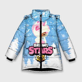 Зимняя куртка для девочек 3D с принтом Brawl Stars Leon Unicorn в Екатеринбурге, ткань верха — 100% полиэстер; подклад — 100% полиэстер, утеплитель — 100% полиэстер. | длина ниже бедра, удлиненная спинка, воротник стойка и отстегивающийся капюшон. Есть боковые карманы с листочкой на кнопках, утяжки по низу изделия и внутренний карман на молнии. 

Предусмотрены светоотражающий принт на спинке, радужный светоотражающий элемент на пуллере молнии и на резинке для утяжки. | 2020 | brawl | brawl stars | christmas | leon | new year | stars | бравл старс | брол старс | единорог | зима | игра | леон | новогодний | новый год | рождество | снег | снежинки