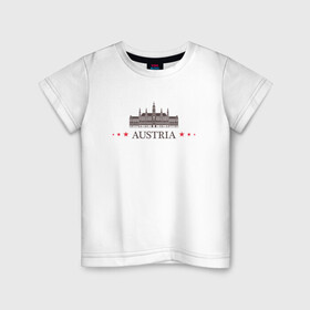 Детская футболка хлопок с принтом Австрия в Екатеринбурге, 100% хлопок | круглый вырез горловины, полуприлегающий силуэт, длина до линии бедер | вена | достопримечательность | ратуша | страна